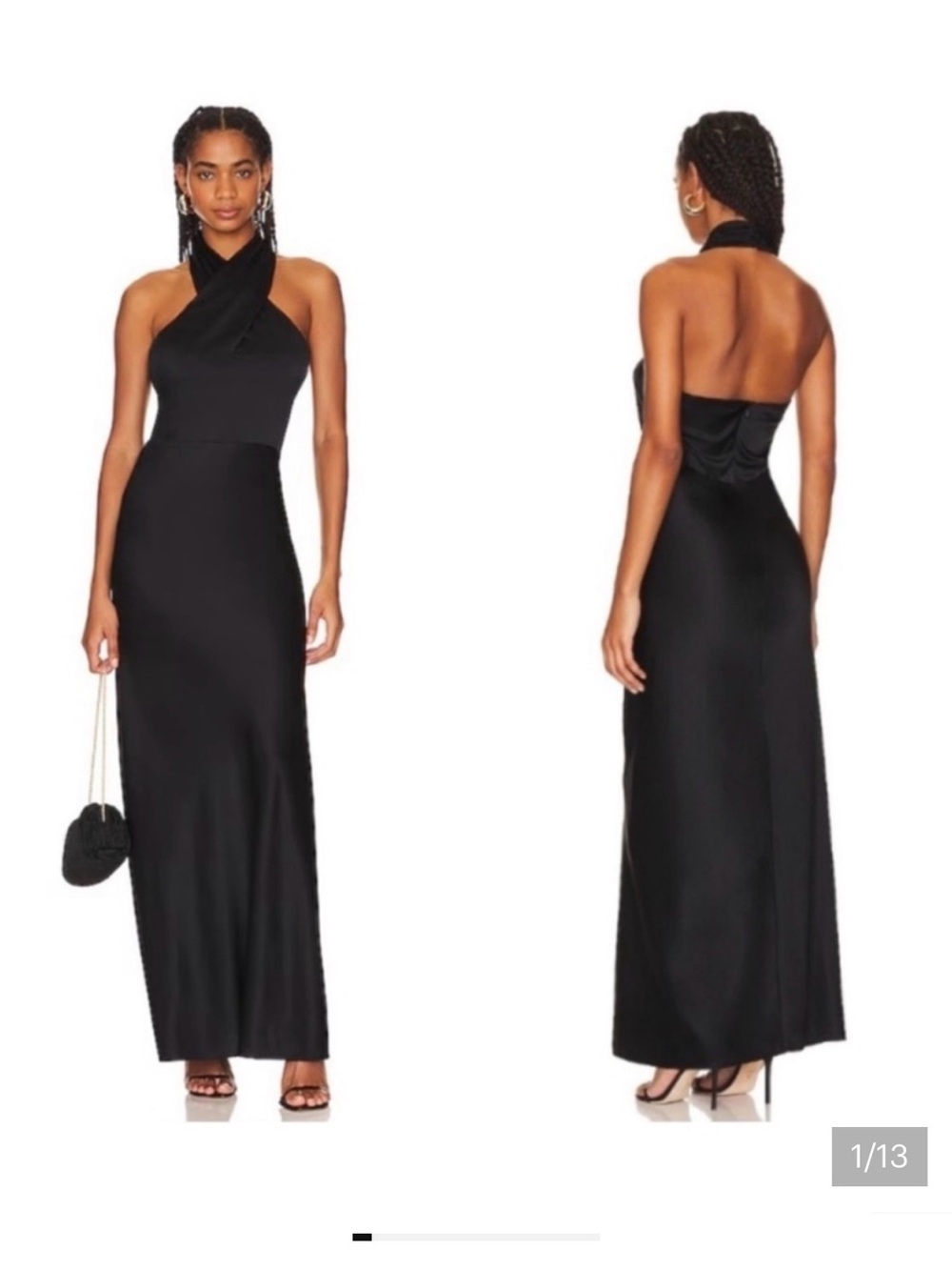 Veronica Beard Black Halter Cross-Neck Maxi Dress - Picture 4 of 9